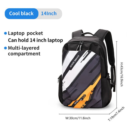 Hk Mini Popular Men's Backpack 12.9 Inch Ipad Waterproof Light Weight Women School Bags Short Trip Travel Sports Backpack Casual Cool black 14inch
