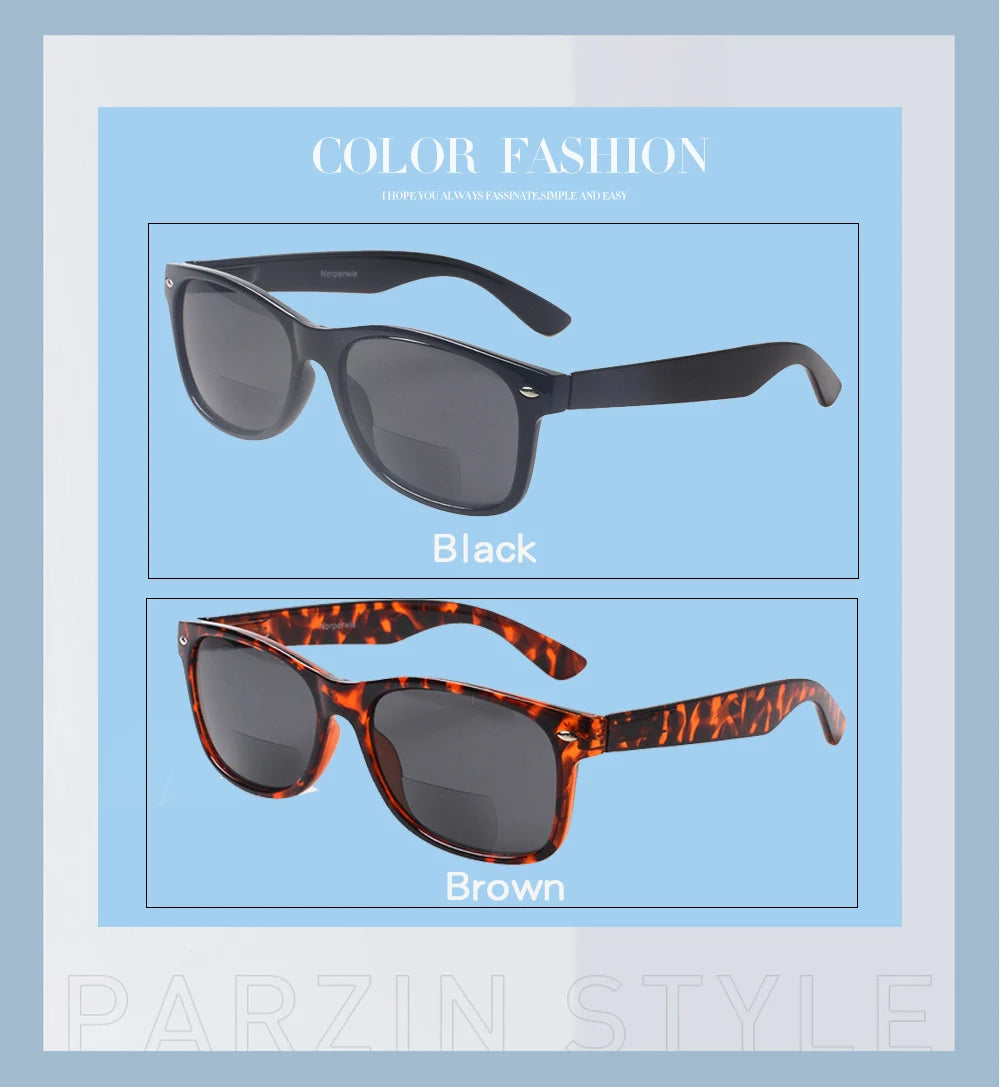 Henotin Reading Glasses Spring Hinge Gray Lenses Fashion Men Women Outdoor Fishing Bifocal Reading Sunglasses