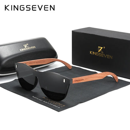 KINGSEVEN Women's Glasses Natural Bubinga Wooden Sunglasses Men Polarized Fashion Sun Glasses Original Wood Oculos de sol Black bubinga wood Kingseven Original