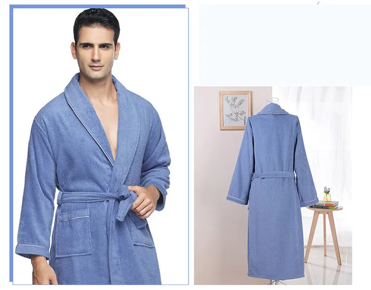 Home Bathrobe 100% Cotton pink Toweling Terry Robe Unisex lovers Soft Bath Robe Men And Women Nightrobe Sleepwear Casual 2024