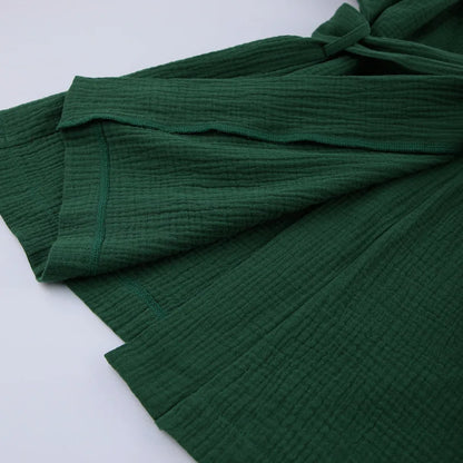 NHKDSASA Kimono Pajamas 2023 New 100% Cotton Crepe Long-Sleeved Trousers Ladies Sleepwear Suit Women's Home Service Mujer