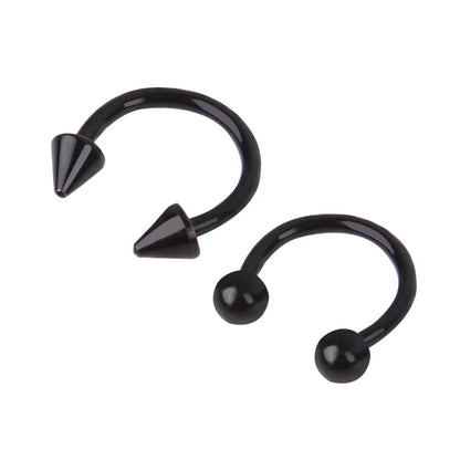 2pcs Stainless Steel Nose Hoop Ring Septum Rings Lip Studs Nostril Earrings Circular Tragus Ear Piercing Horseshoe Body Jewelry Badiee Stylez