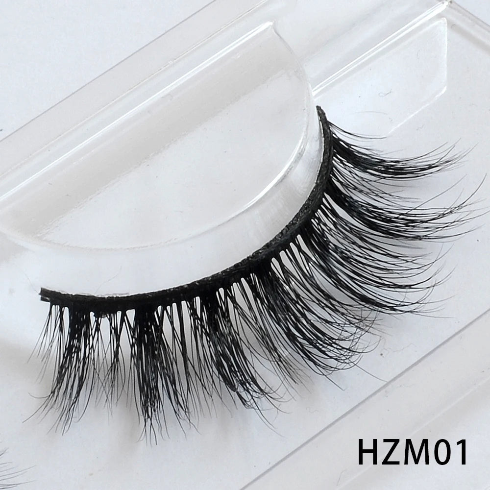 Dropshipping 15-18mm 3D Resuable Dramatic Wispy Mink Fake Eyelashes Makeup Strip False Lashes With Free Eyelash Packaging Boxes HZM01 MIX