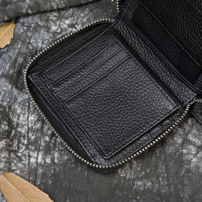 2023 New Short Wallet Men Women Vintage Fashion Card Holder Zipper Coin Purse Crazy Horse Leather Mens Slim Zipper Purse Wallet