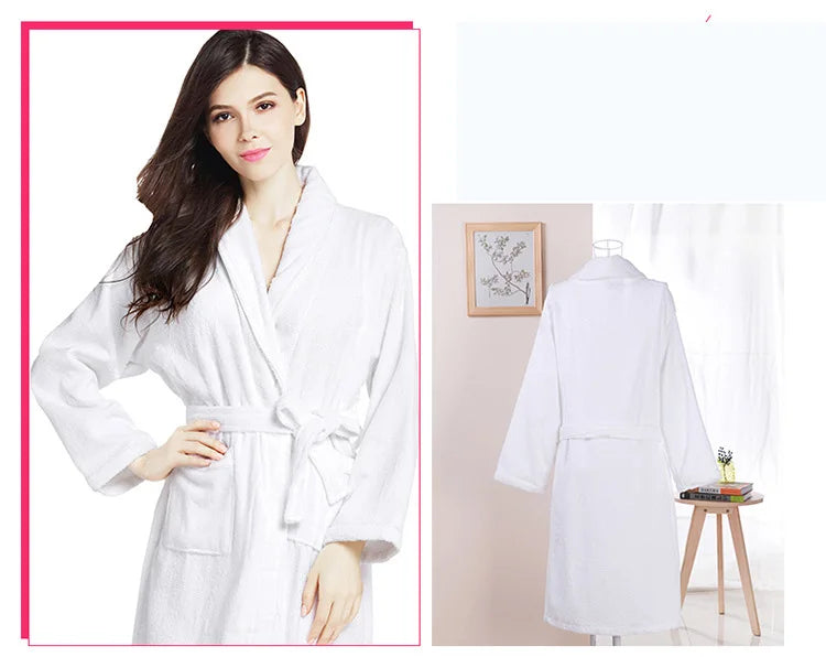 Home Bathrobe 100% Cotton pink Toweling Terry Robe Unisex lovers Soft Bath Robe Men And Women Nightrobe Sleepwear Casual 2024