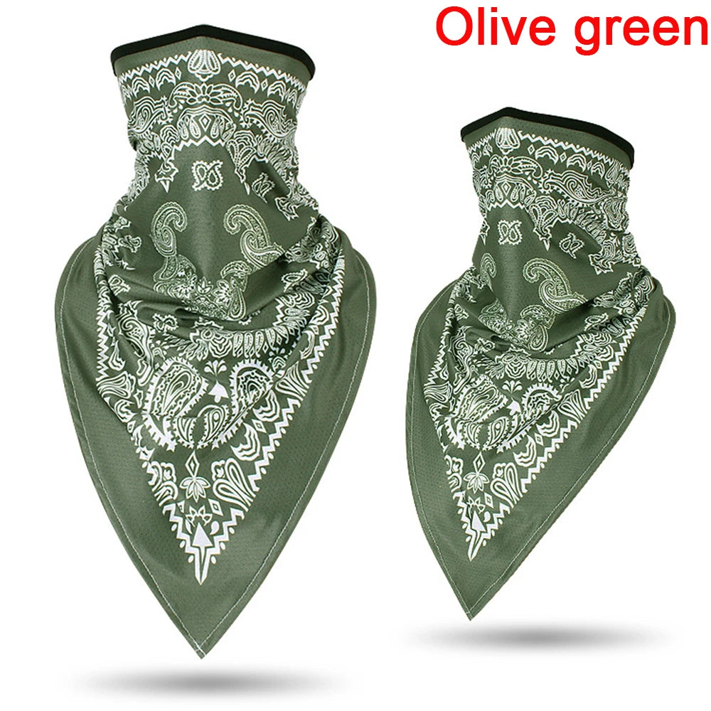 1PC Floral Print Multi-Function Scarf Neck Cover Face Mask Cycling Balaclava Bandana Scarf Cap Headwear Outdoor Sport Accessory olive green