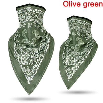 1PC Floral Print Multi-Function Scarf Neck Cover Face Mask Cycling Balaclava Bandana Scarf Cap Headwear Outdoor Sport Accessory olive green