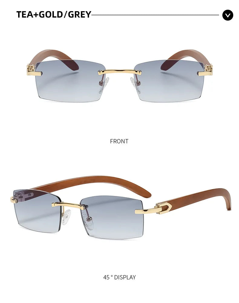 2024 Sqaure Brand Designer Sunglasses Men Women Sun Glasses Wood Frames Rimless Black Eyeglasses Fashion Eyewear Gafas De Sol