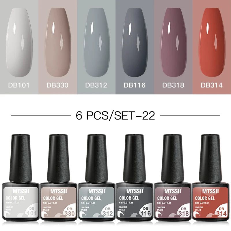 10PCS/Set Gel Nail Polish Set 125 Colors Glitter Semi Permanent Hybrid Gel Varnishes Base Top Coat Soak Off UV LED Nail Art Gel