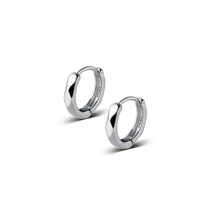 WANTME 925 Sterling Silver Fashion Simple Geometric Huggies Ear Buckle for Women Charm European Party Piercing Hoop Earrings Jew Silver