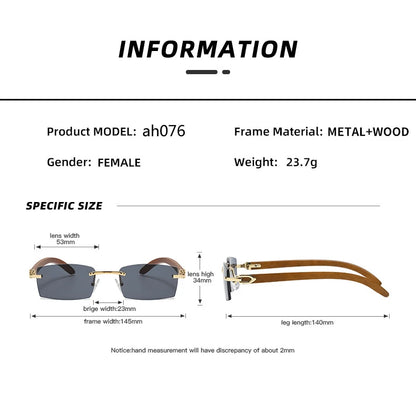 2024 Sqaure Brand Designer Sunglasses Men Women Sun Glasses Wood Frames Rimless Black Eyeglasses Fashion Eyewear Gafas De Sol