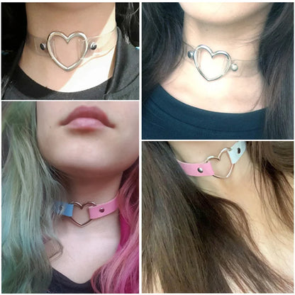 Sexy Trendy Vintage Charm Round Gothic Collar Necklaces Jewelry Gift Gothic Leather Heart Harajuku Women Punk Choker Necklace