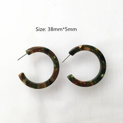 UJBOX 32 Styles Top Quality Acetate Hoop Earrings For Women Leopard Colored Pink Green Yellow Red Blue Acetic Acid Earrings Small size 12