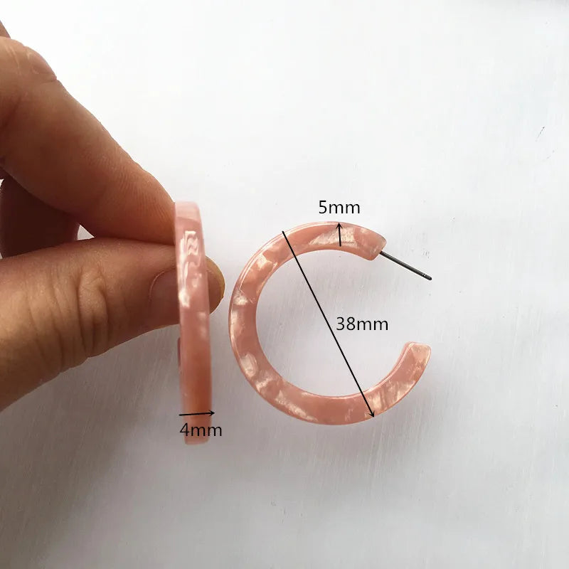 UJBOX 32 Styles Top Quality Acetate Hoop Earrings For Women Leopard Colored Pink Green Yellow Red Blue Acetic Acid Earrings