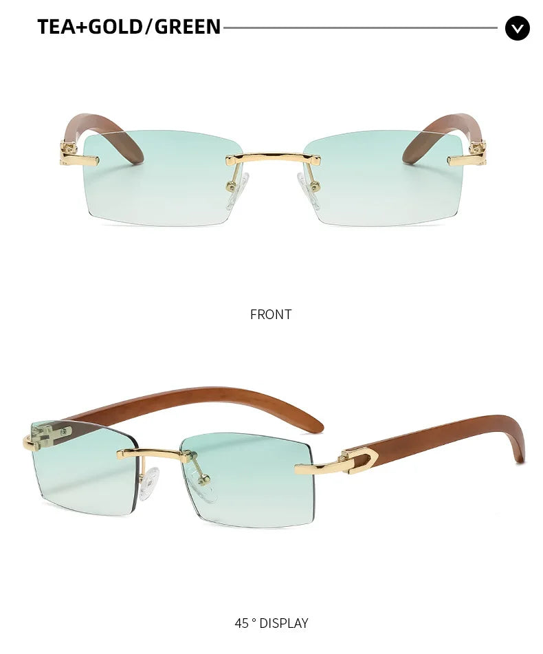 2024 Sqaure Brand Designer Sunglasses Men Women Sun Glasses Wood Frames Rimless Black Eyeglasses Fashion Eyewear Gafas De Sol