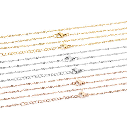 AHKNORMAILCUI 5pcs/Lot Stainless Steel 1 1.5 2mm Rolo Link Chain Necklace Gold 40 45 50 60CM Long Chain Lobster Clasp Necklace Badiee Stylez
