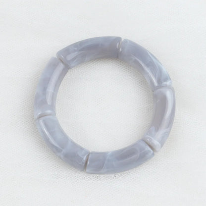 FishSheep Bohemian Transparent Acrylic Foil Bamboo Bracelets for Women Elastic Beads Link Chain Cuff Bracelets & Bangles Jewelry cloudy grey