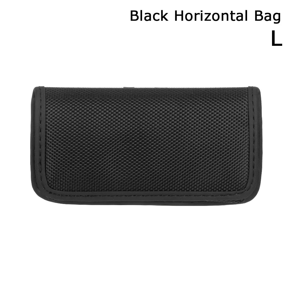 New Fashion Oxford Cloth Mobile Phone Pocket Nylon Fabric Wear Belt Waist Packs Protective Case With Clip Bag Accessories horizontal-L