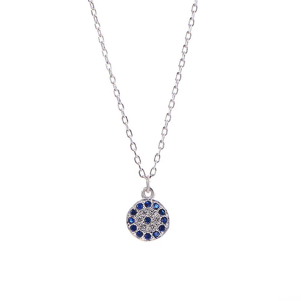 Evil Turkish Eye Lucky Necklace For Women Blue Crystal Silver Color Necklace Rose Gold Thin Chain Dainty Necklace Choker