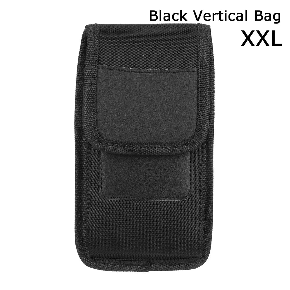 New Fashion Oxford Cloth Mobile Phone Pocket Nylon Fabric Wear Belt Waist Packs Protective Case With Clip Bag Accessories vertical-XXL