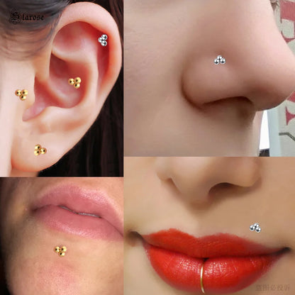 Starose 1Pair 1.2x6/8mm Bar Mini Ball Nose Stud Labret Lip Ring Helix Piercing Nostril Conch Tragus Earrings Pircing Ear Jewelry