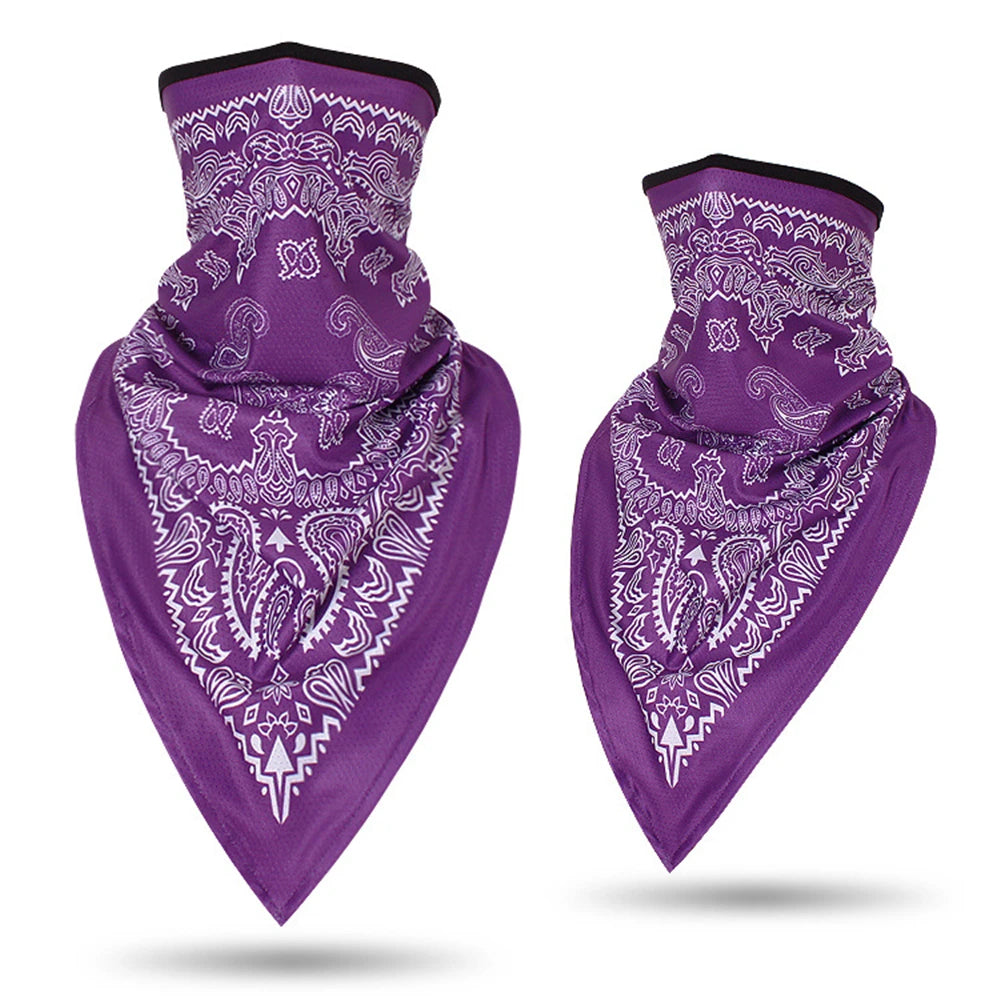 1PC Floral Print Multi-Function Scarf Neck Cover Face Mask Cycling Balaclava Bandana Scarf Cap Headwear Outdoor Sport Accessory purple
