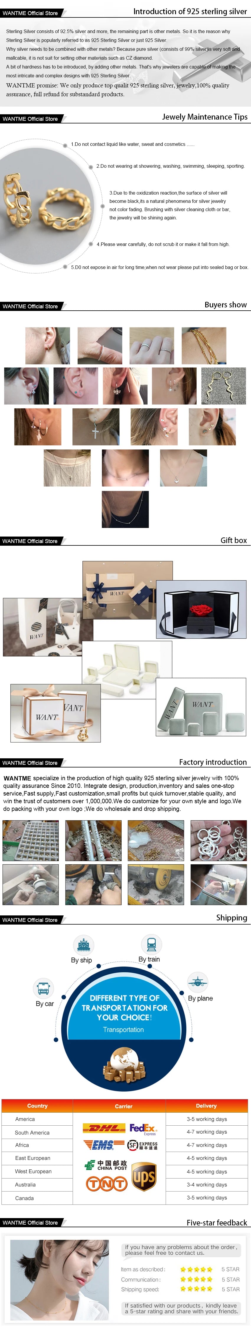 WANTME 925 Sterling Silver Fashion Simple Geometric Huggies Ear Buckle for Women Charm European Party Piercing Hoop Earrings Jew