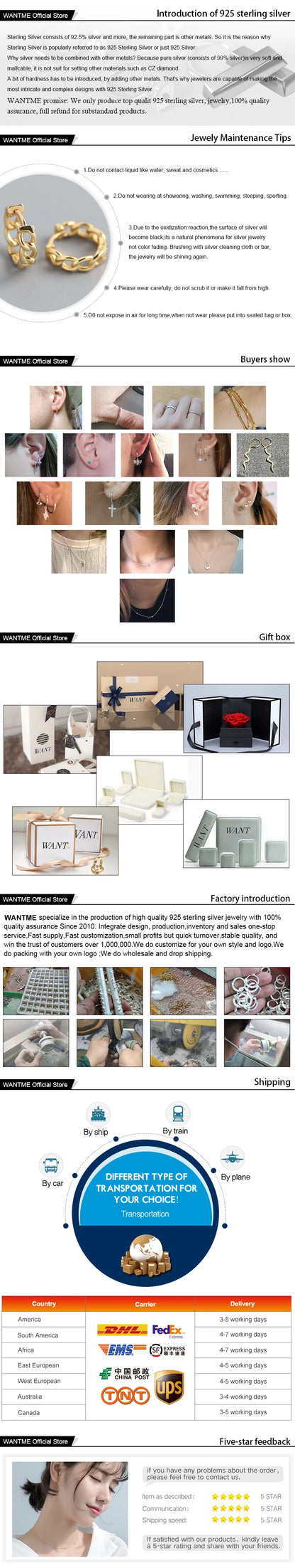 WANTME 925 Sterling Silver Fashion Simple Geometric Huggies Ear Buckle for Women Charm European Party Piercing Hoop Earrings Jew