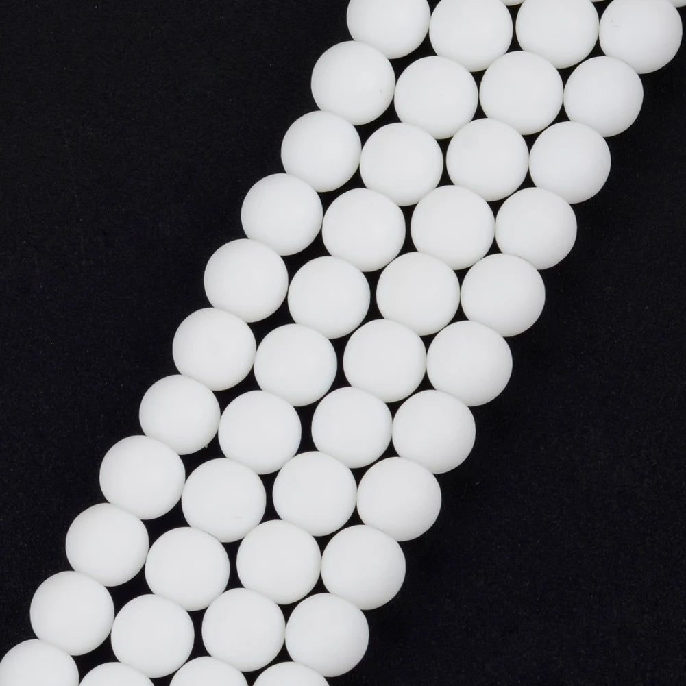 Natural Dull Polished Wood Jaspers Stone Spacer Beads For Jewelry Making DIY Necklace Bracelet 4mm-12mm Matte Round Beads 15" Matte White Agates