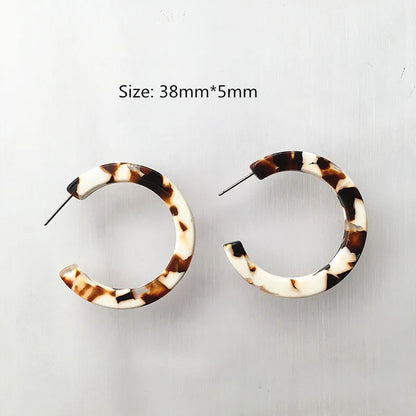 UJBOX 32 Styles Top Quality Acetate Hoop Earrings For Women Leopard Colored Pink Green Yellow Red Blue Acetic Acid Earrings Small size 16