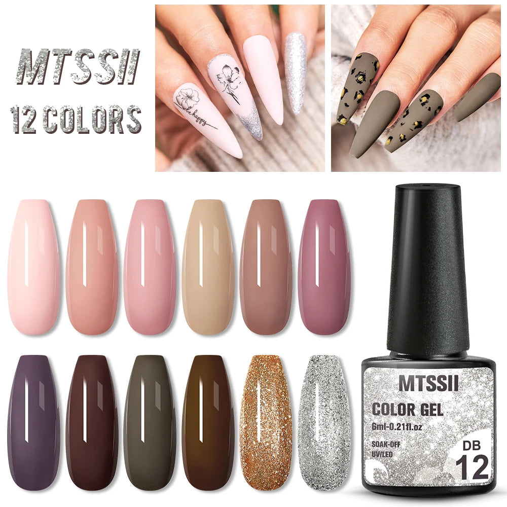 10PCS/Set Gel Nail Polish Set 125 Colors Glitter Semi Permanent Hybrid Gel Varnishes Base Top Coat Soak Off UV LED Nail Art Gel