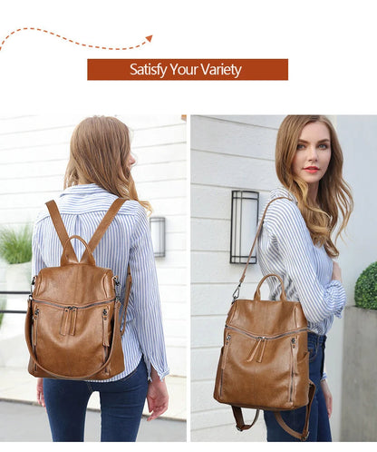 Luxury Genuine Leather Women's Backpack High Quality Fashion Cowhide Backpacks Women Casual Large Capacity Brand Shoulder Bags