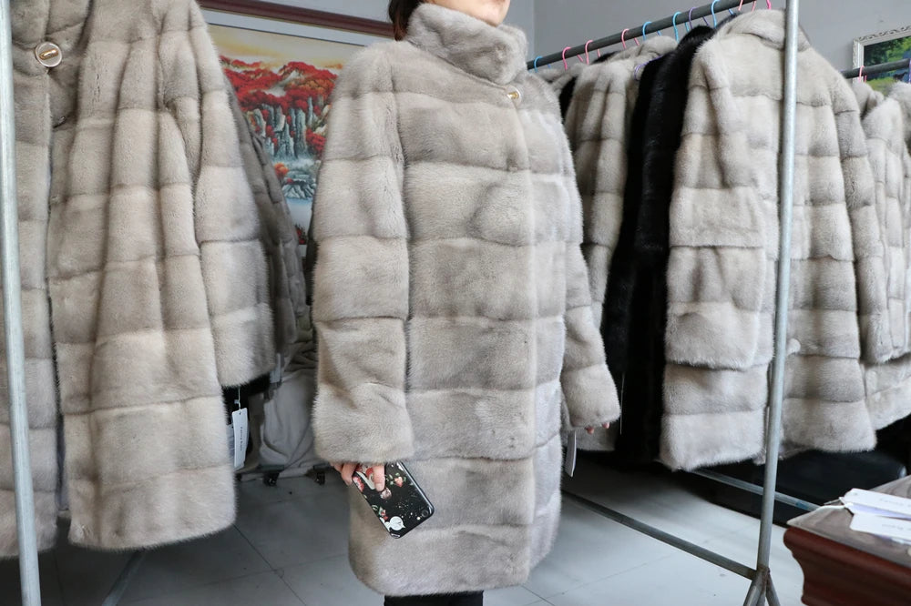 Fancy Rani Real Mink Fur Coat Natural Women Winter Long Leather Jacket Luxury Female Clothes  2023 Mink Fur Coat Women Promotion Badiee Stylez