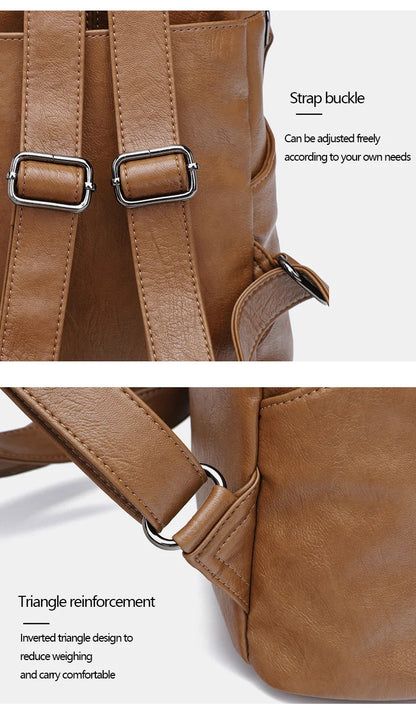 Luxury Genuine Leather Women's Backpack High Quality Fashion Cowhide Backpacks Women Casual Large Capacity Brand Shoulder Bags