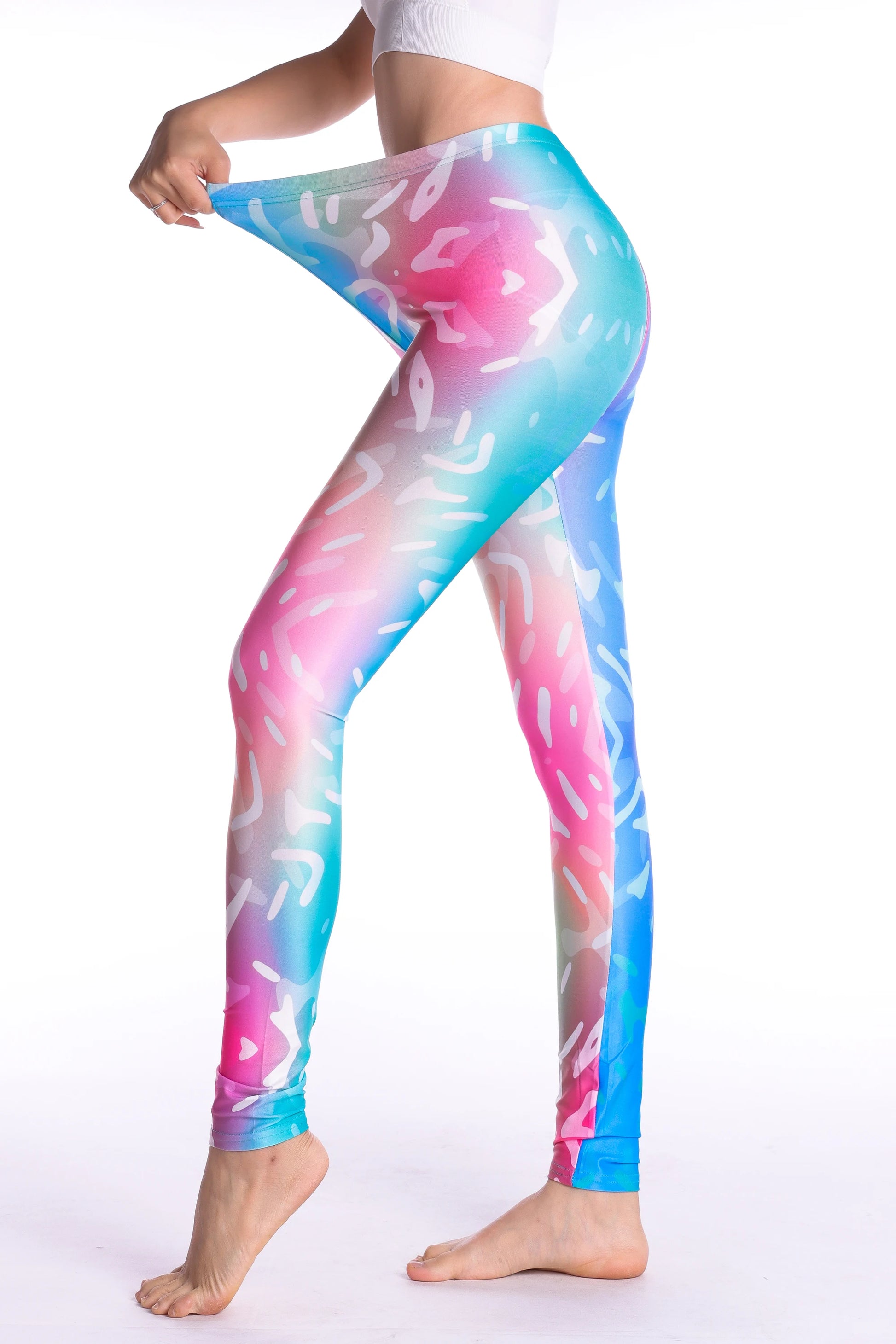 Women Leggings High Waist Cartoon Comic Beauty Print Trousers Soft Female Casual Elastic Pant