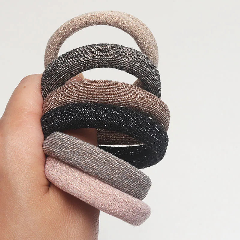 6PCS Women Glitter Hair Scrunchies Girls Elastic Hair Rubber Bands Hair Holder/Gum Hair Accessories Ponytail Hair Holders Badiee Stylez