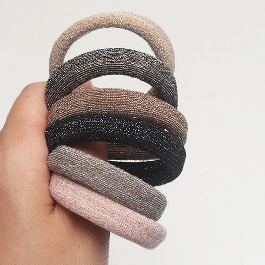 6PCS Women Glitter Hair Scrunchies Girls Elastic Hair Rubber Bands Hair Holder/Gum Hair Accessories Ponytail Hair Holders Badiee Stylez