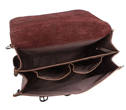 Vintage Crazy Horse Genuine Leather Men Briefcase Business Bag Large Leather Briefcase Male 15.6"Laptop Case Shoulder Bag office