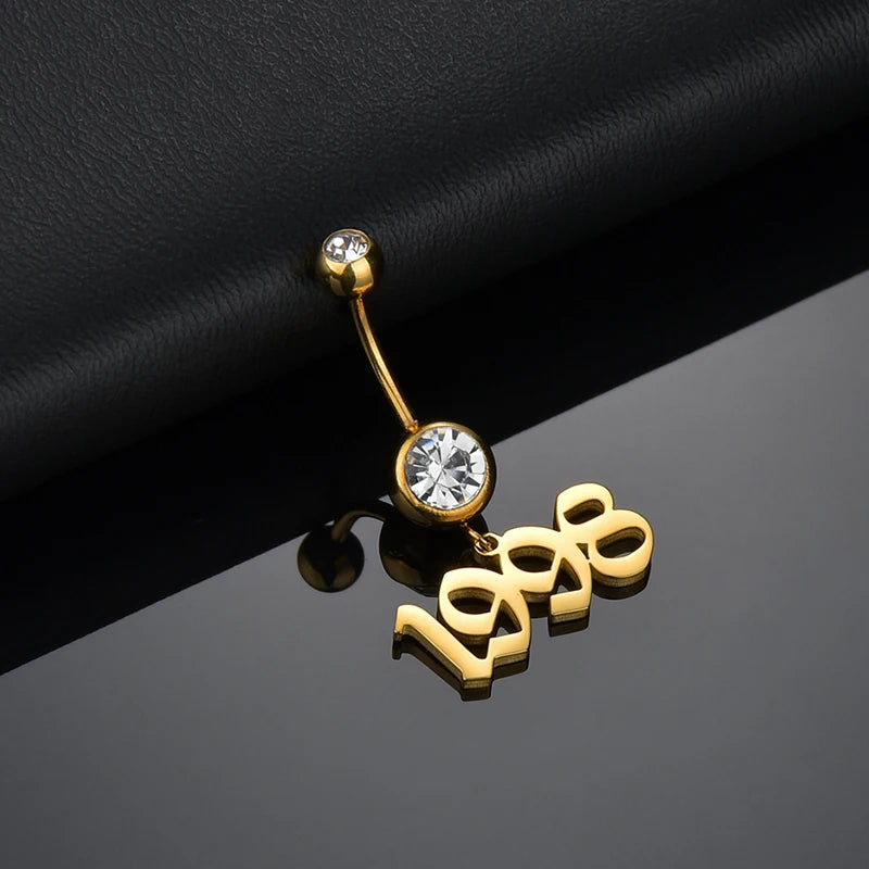 Letdiffery Custom White Stones Name Belly Button Rings Personalized Women Ring Stainless Steel Charming Body Piercing Jewelry