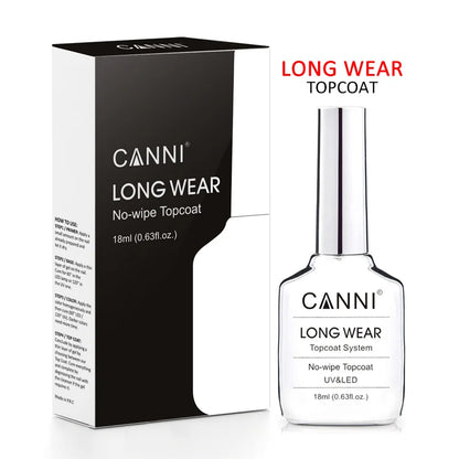 CANNI New 18ml Long Wear No-wipe Bright Topcoat Peeloff Base coat 5g Crystal Magnetic Cat Eye Gel Sparkling Glitter Varnishe LongWear