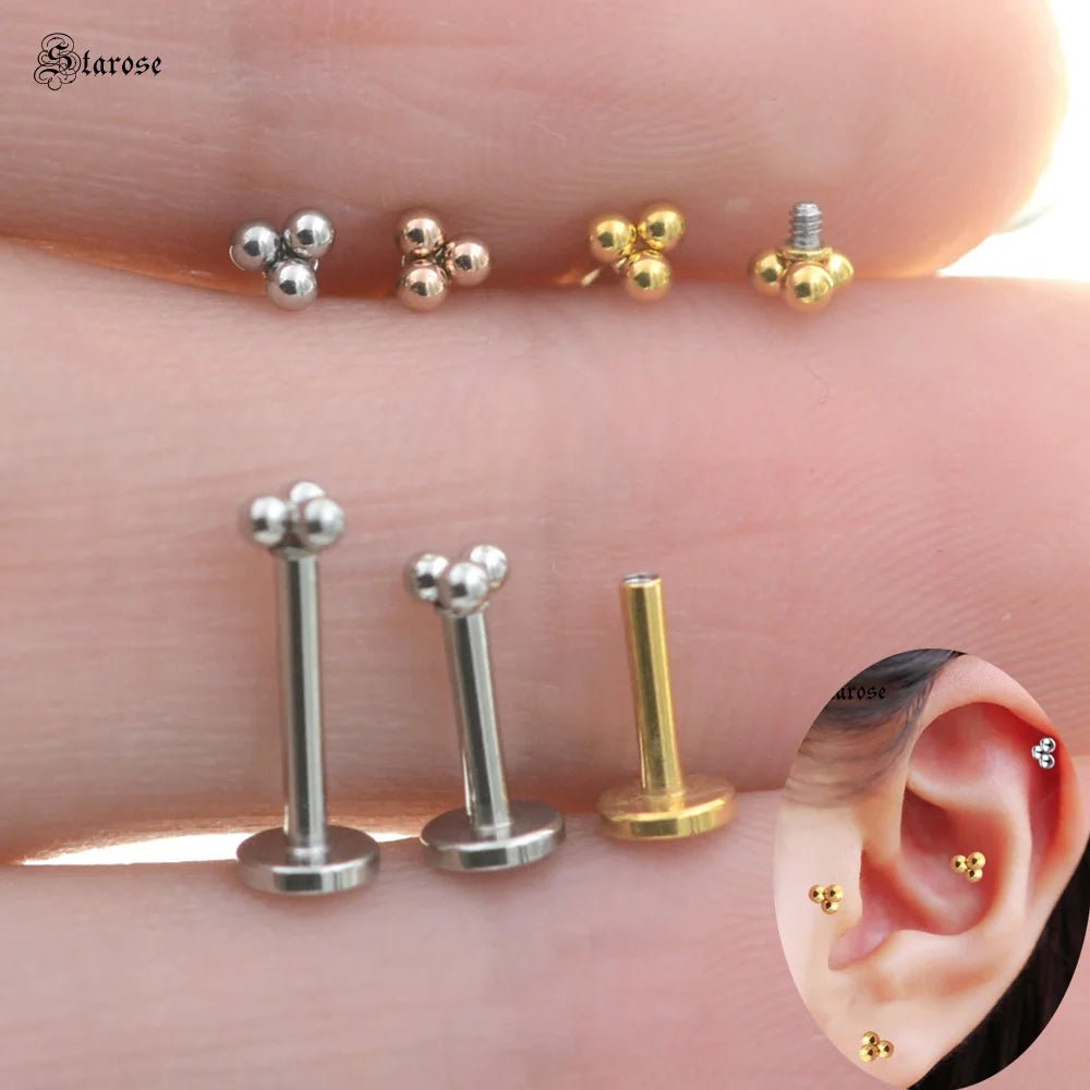 Starose 1Pair 1.2x6/8mm Bar Mini Ball Nose Stud Labret Lip Ring Helix Piercing Nostril Conch Tragus Earrings Pircing Ear Jewelry Silver 1.2x6mm