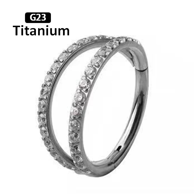 New G23 Titanium Piercing High Quality CZ Nose Ring Earrings 8/10/12mm Body Jewelry 16G ASTM f136 Titanium Nose Septum Piercings Titanium Ring