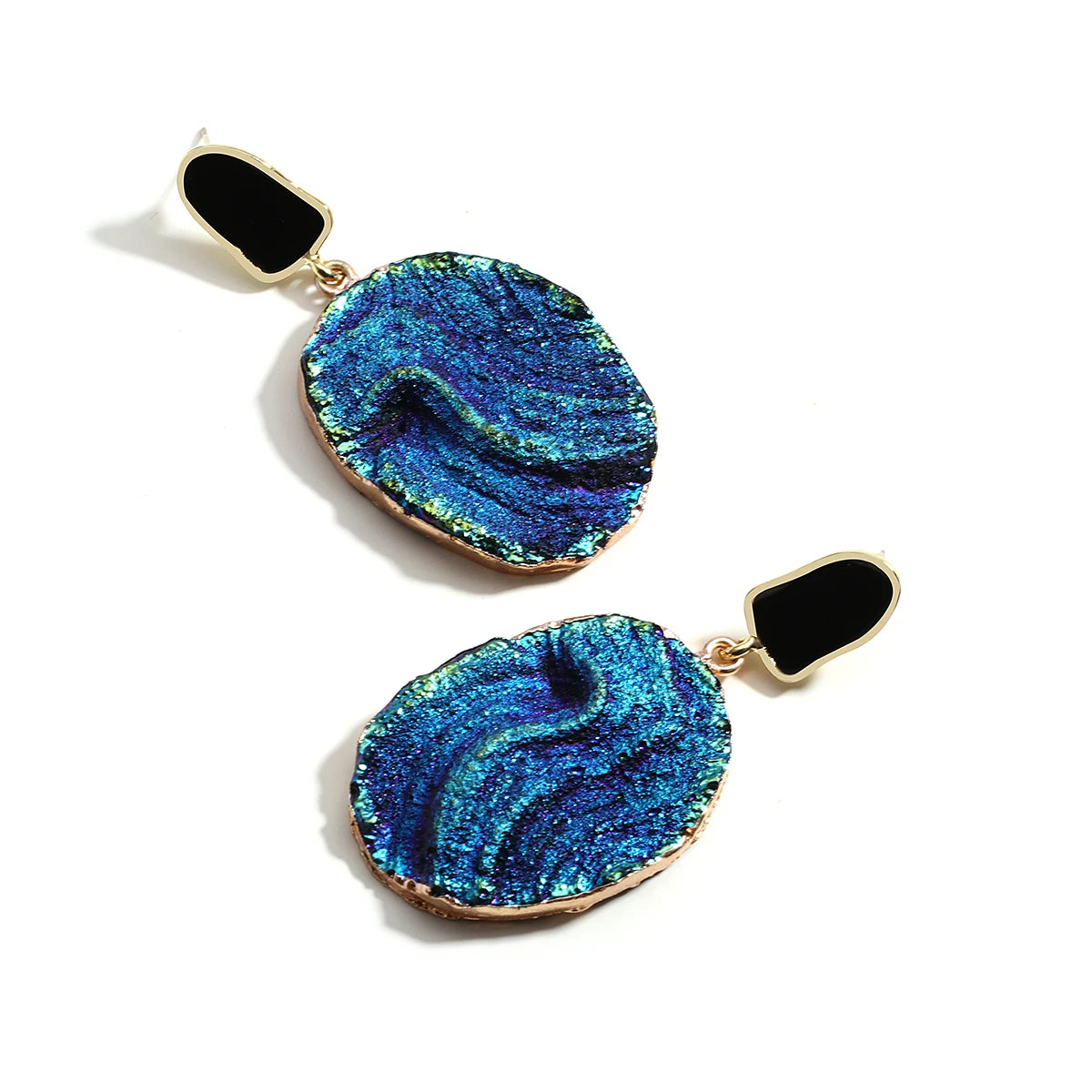 AENSOA Vintage Abstract Simulated Natural Stone Dangle Earrings for Women Van Gogh Painting Star Geometric Volcanic Rock Earring