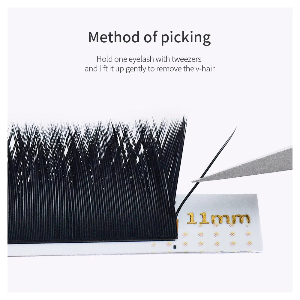 GLAMLASH V-Shape Ellipse Flat Split Tips YY Eyelash Extension Premade Volume Double Tips Easy-fans 2D Eyelash Super Soft Natural