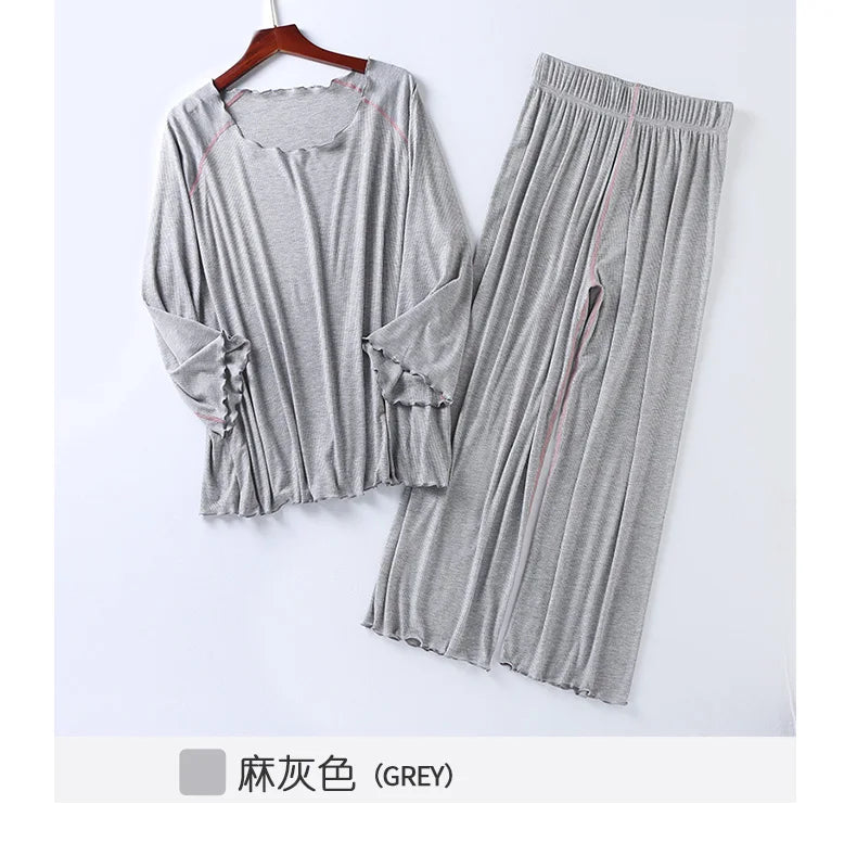 Factory wholesale summer 2025 new silk light Modale pajamas women seven sleeves nine wide-legged pants home clothing set