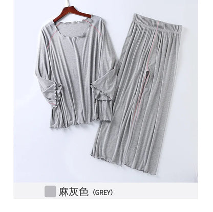 Factory wholesale summer 2025 new silk light Modale pajamas women seven sleeves nine wide-legged pants home clothing set