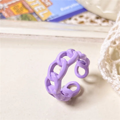 2022 Summer Colorful Ring Set Wholesale Fashion Geometric Chain Candy Color Irregular Opening Rings Women Party Finger Jewelry