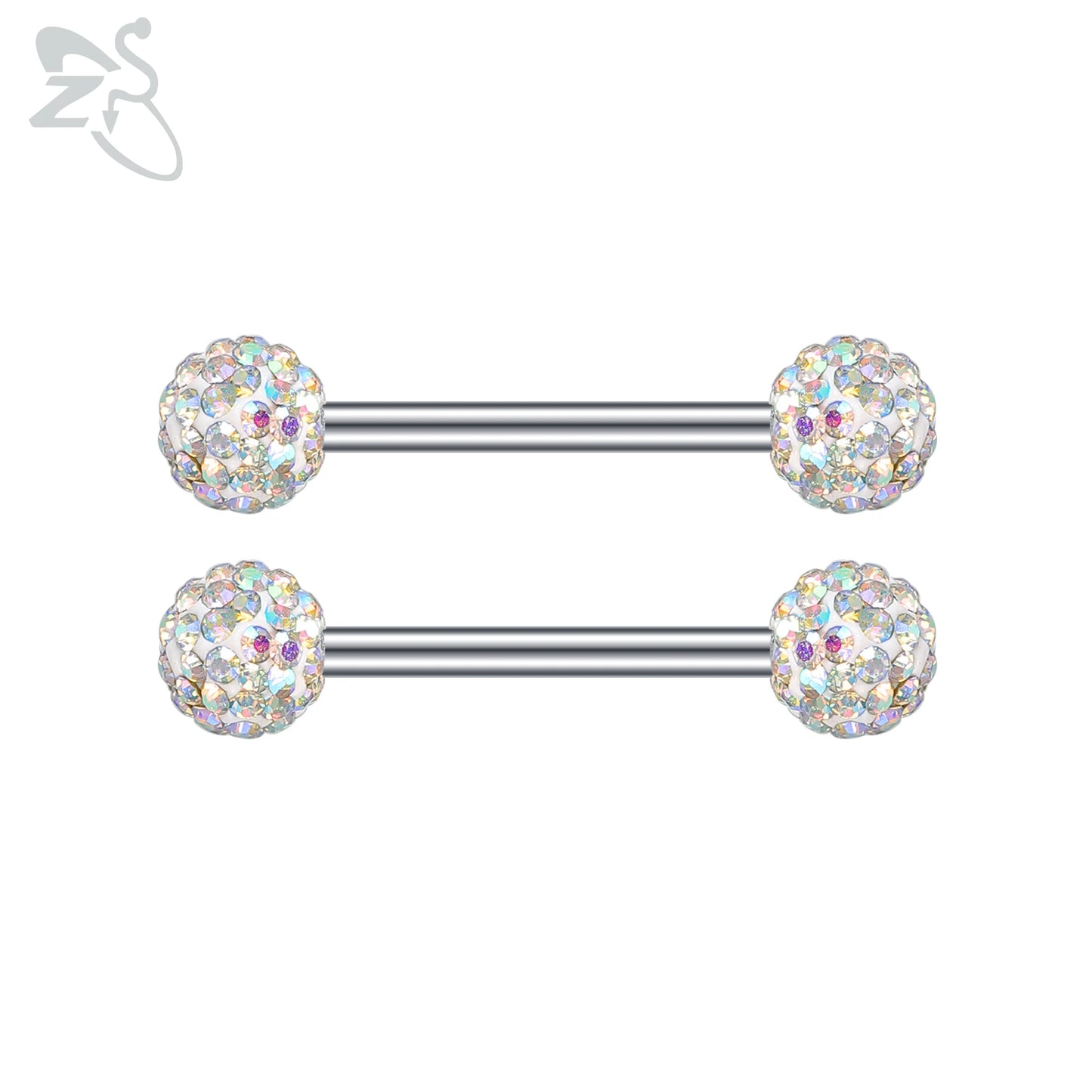 ZS 2 Pcs/lot Heart Crystal Nipple Piercings Men Women Tassel Drop Stainless Steel Nipple Ring Barbell Body Piercing Jewelry 14G Badiee Stylez