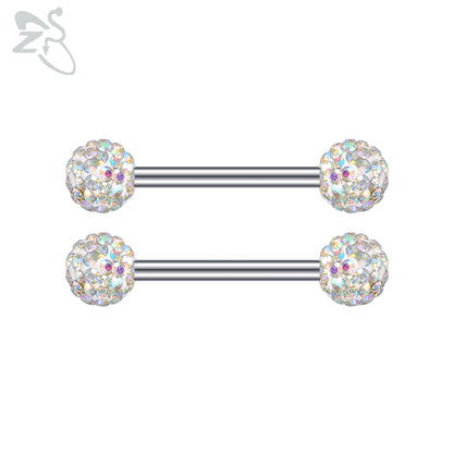 ZS 2 Pcs/lot Heart Crystal Nipple Piercings Men Women Tassel Drop Stainless Steel Nipple Ring Barbell Body Piercing Jewelry 14G Badiee Stylez