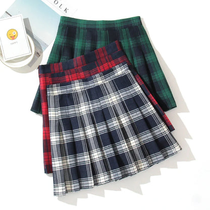 Harajuku 0Women Pleat Skirt 0Preppy Style Plaid 0Mini Cute Japanese School Uniforms Ladies Jupe Kawaii